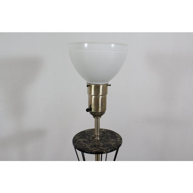 Metal Mid-Century Modern Caged Wire Base Drum Shade Painted Tall Table Lamp 39" For Sale - Image 7 of 13