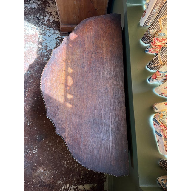 Antique Oak Drop-Leaf Table With Nailhead Edge For Sale - Image 4 of 4