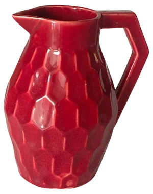 Red Ceramic Jug or Pitcher with Geometrical Pattern, France, 1940