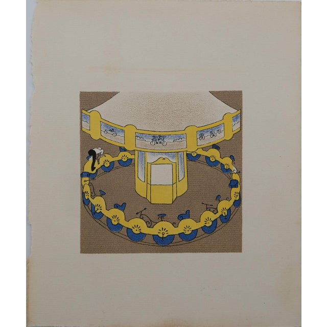 Lucien Boucher, Le manège à vélos, Lithograph For Sale
