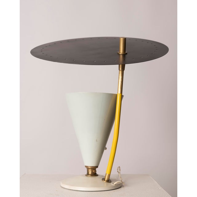 Aqua Mid-Century Italian Table Lamp in Lacquered Metal and Brass, 1950s For Sale - Image 8 of 8