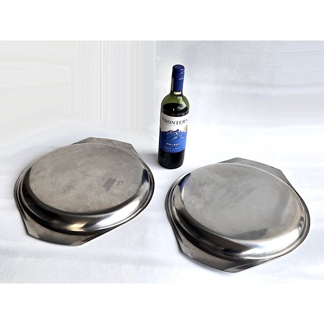 Metal 1960s Danish Stainless Steel Trays by Kalmar, a Pair For Sale - Image 7 of 12