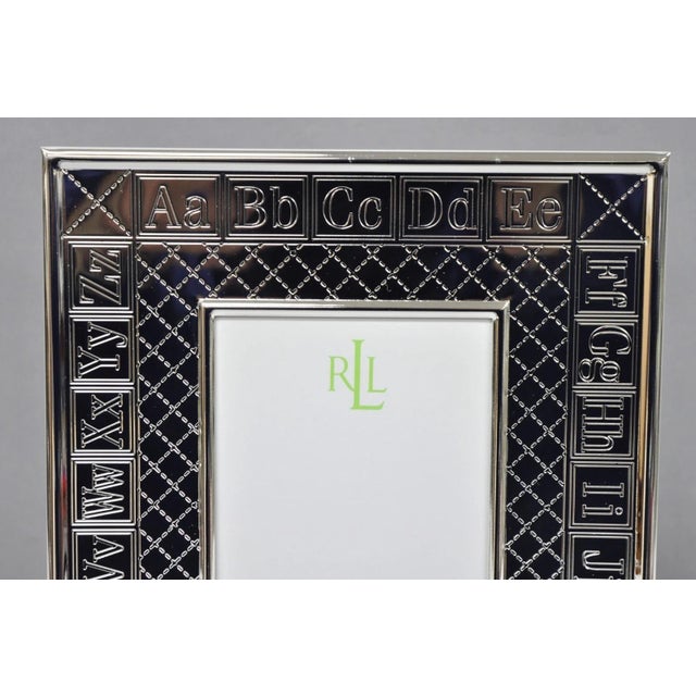 Lauren Ralph Lauren Late 20th Century Ralph Lauren Silver Plated 4x6 Picture Frame MacKenzie Quilt Alphabet Motif Nib For Sale - Image 4 of 18