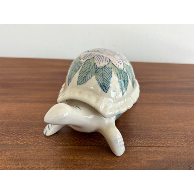 1980s Porcelain Lidded Turtle Box For Sale - Image 4 of 11