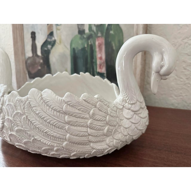 Mid 20th Century 20th Century Italian Ceramic Swan Centerpiece or Planter For Sale - Image 5 of 9