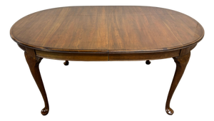 Vintage Queen Anne Style Oval Walnut Dining Table