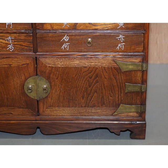 Chinese Burr & Burl Elm Apothecary Chest of Drawers with Cupboard Base For Sale - Image 10 of 18