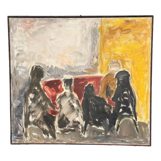 Max Bilde, Figure Composition, 1961, Oil Painting on Canvas, Framed For Sale