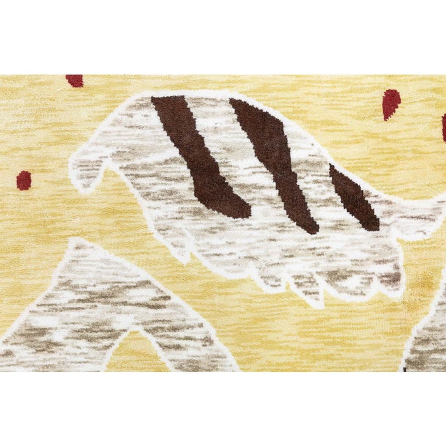 "Mythical" Modern Animal Solid Beige Cotton Rug Designed By Jean Lurçat For Sale In New York - Image 6 of 10
