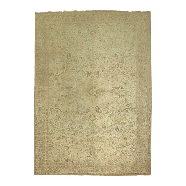 Early 20th Century Neutral Hand Knotted Turkish Rug with Formal Design For Sale