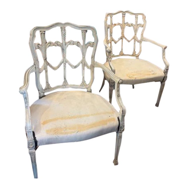 Pair of Hand Painted French Style Armchairs For Sale