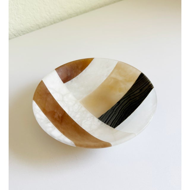 Hollywood Regency 1970s Italian Onyx & Alabaster Bowl For Sale - Image 3 of 12