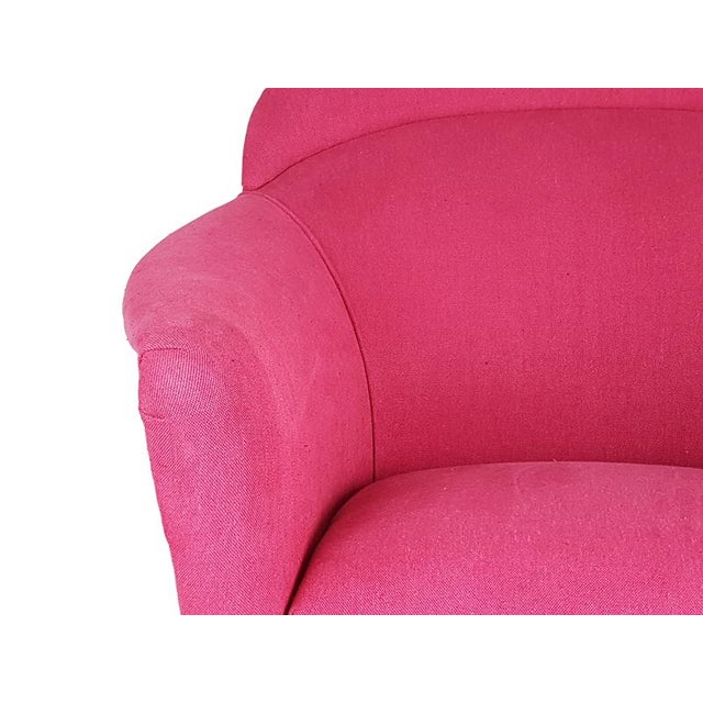 Green Italian Pink Fabric Upholstered Chair, 1950s For Sale - Image 8 of 14