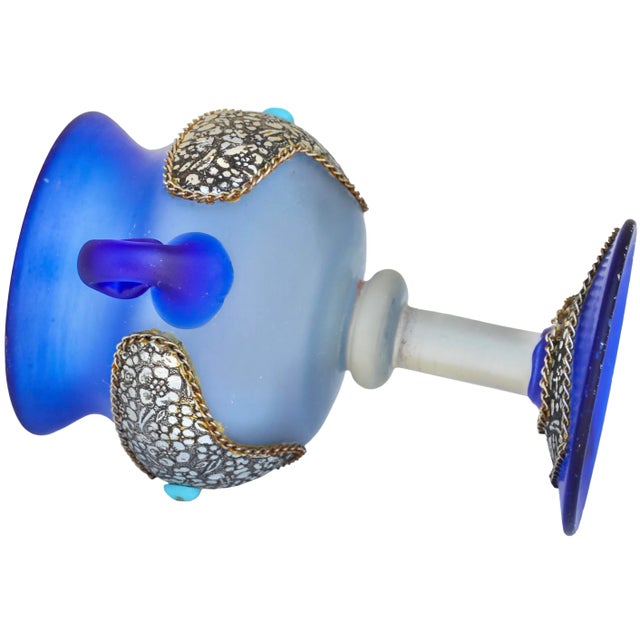 Mid 20th Century Mid 20th Century Handmade Blue Moroccan Inlaid Glass Accent For Sale - Image 5 of 6