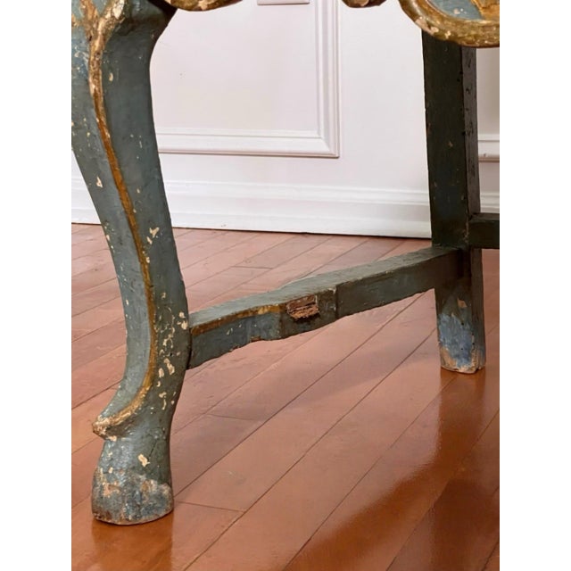 18th Century Hand Carved Italian Rococo Painted and Parcel Gilt Side Chair For Sale - Image 12 of 16