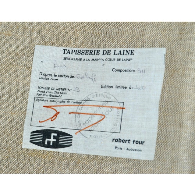 Elie Grekoff Tapestry’s Zodiac Lion Proof of Authenticity by D' Aubusson Paris For Sale In Miami - Image 6 of 11
