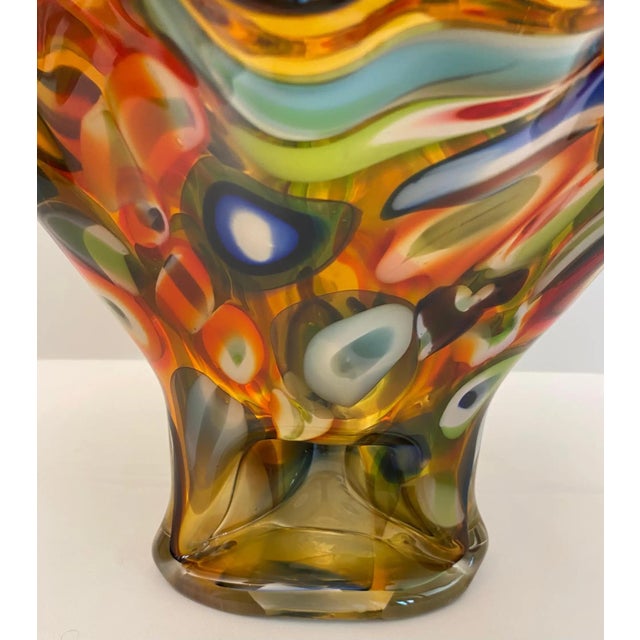 Late 20th Century Large Murano-Style Multi-Colored Art Glass Vase With Aventurine, 1960s For Sale - Image 5 of 7