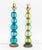 Pair of Mid-Century Modern Murano Glass Stacked Globes and Brass Lamps, one in green glass and one blue glass. Overall:...