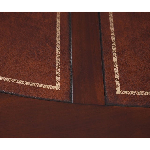 Traditional Nof072brn Brown Leather Oval Partners Desk For Sale - Image 3 of 12