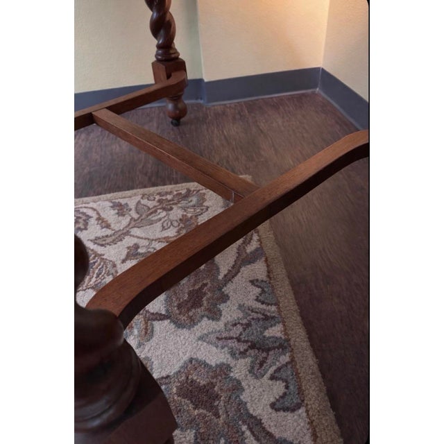 1930s Vintage English Oak Barley Twist Oval Dining / Library Table For Sale - Image 5 of 8