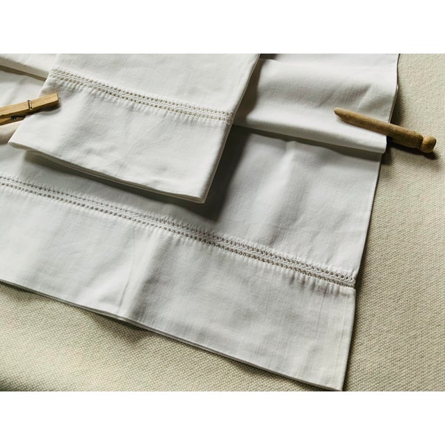 Set of 7 Antique Linen & Cotton Pillowcases With Lace Trim & Monogram — C. 1920s, Nantucket Estate For Sale - Image 13 of 18