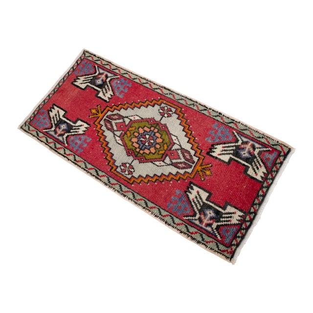 Hand Knotted Door Mat, Entryway Rug, Bath Mat, Kitchen Decor, Small Rug, Turkish Rug - 1'7" X 3'3" For Sale - Image 6 of 13