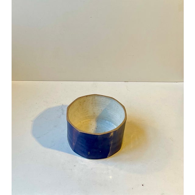 Stoneware Bowl in Blue Glaze by Herman August Kähler, 1960s For Sale - Image 6 of 9