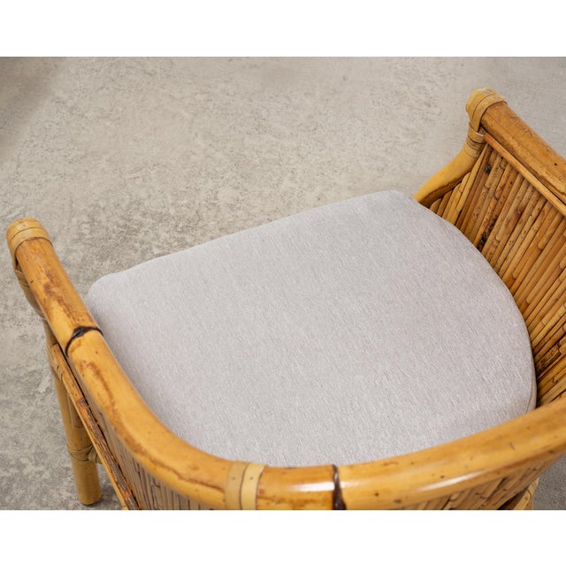 Set of Four McGuire Barrel Back Rattan Bamboo Dining Armchairs For Sale - Image 14 of 18