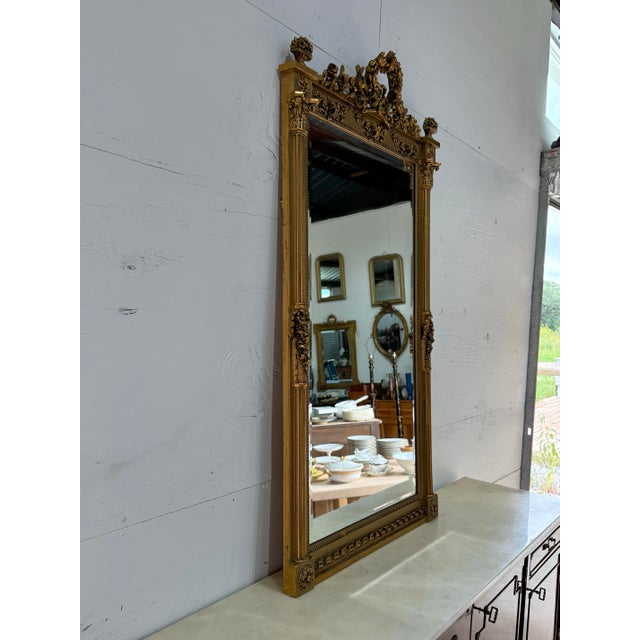 19th Century French Louis XVI Carved and Giltwood Mirror For Sale - Image 9 of 12