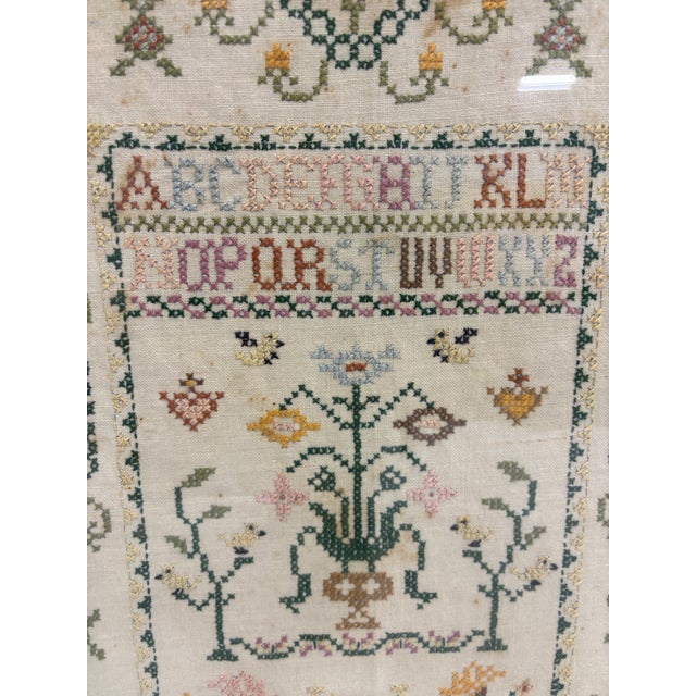 Vintage Large Cross Stitch Colonial Sampler with Alphabet.
