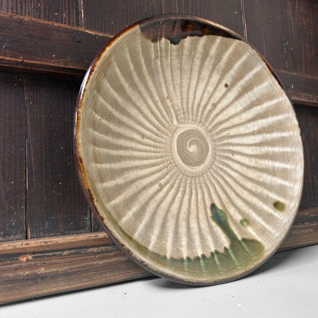 Green Japanese Ceramic Plate, 1970 For Sale - Image 8 of 17