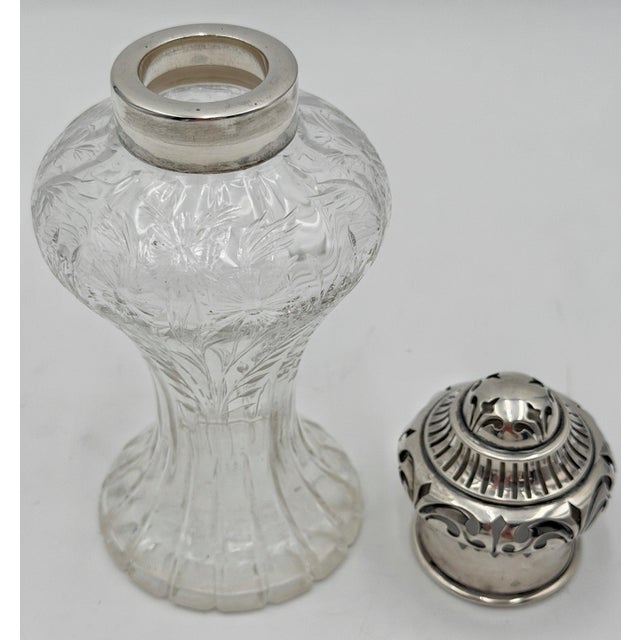 Silver Antique American Sterling Silver and Cut Crystal Dresser Bottle, circa 1900 For Sale - Image 8 of 17