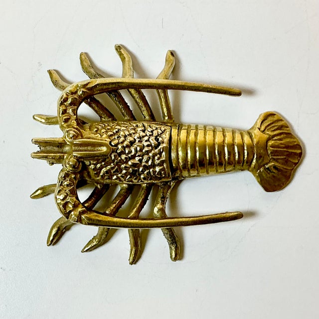 Metal 1960s Vintage Coastal Hollywood Regency Boho Chic Brass Lobster Box For Sale - Image 7 of 14