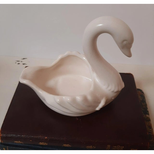 Mid 20th Century White Ceramic Pottery Hull Swan For Sale - Image 5 of 7