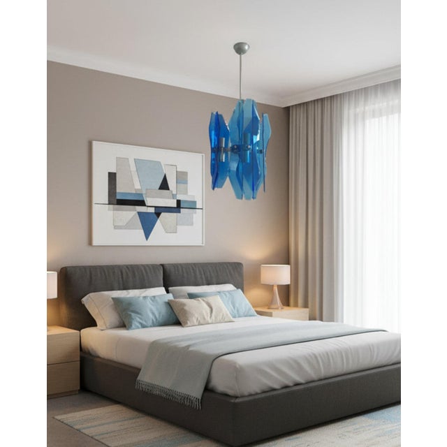 Blue Murano Glass Pendant Lamp from Veca, 1970s For Sale - Image 9 of 10