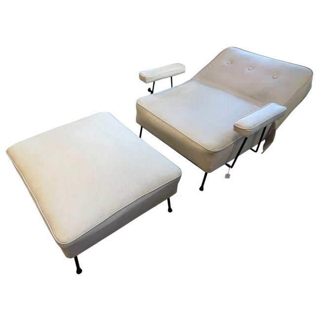 Rare Paul McCobb Mid Century Modern Reclining Chair & Ottoman.