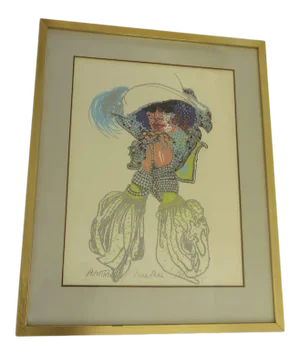1970s Woman in a Hat Silkscreen, Framed