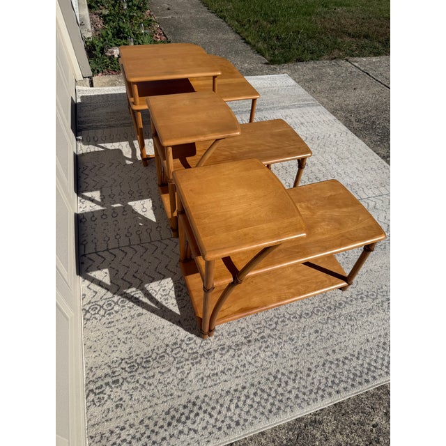 Heywood Wakefield Ashcraft Line Three Tier Step Tables and Two Tiered Corner Table For Sale - Image 13 of 16