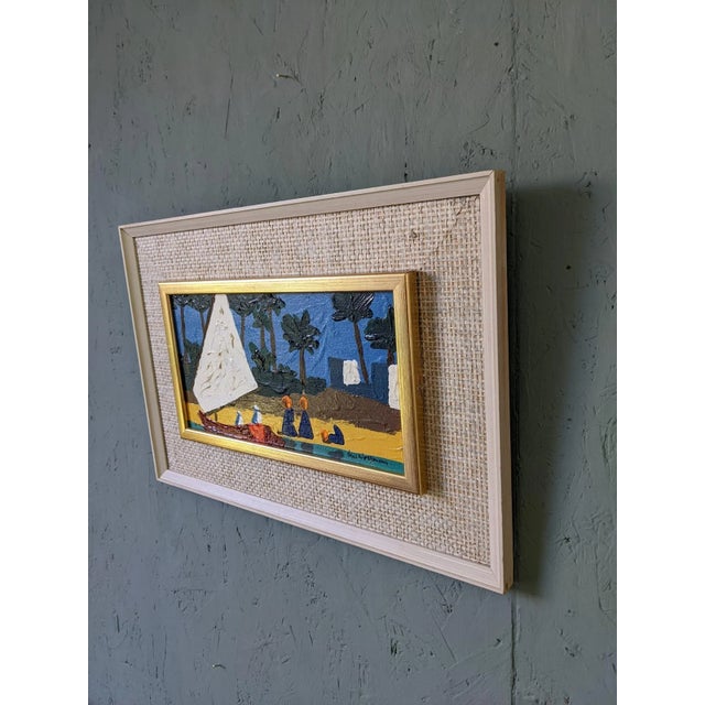 Mid-Century Modern Swedish "Seaside" Vintage Coastal Landscape Oil Painting, Framed For Sale - Image 4 of 8