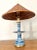 Japanese Rewired 1950s Japanese Porcelain Candelabra Table Lamp With Wicker Shade For Sale - Image 3 of 8