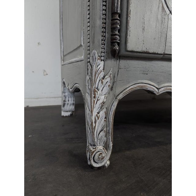 Metal Provençal Louis Xv Style Buffet, Richly Carved and Patinated Grey For Sale - Image 7 of 10