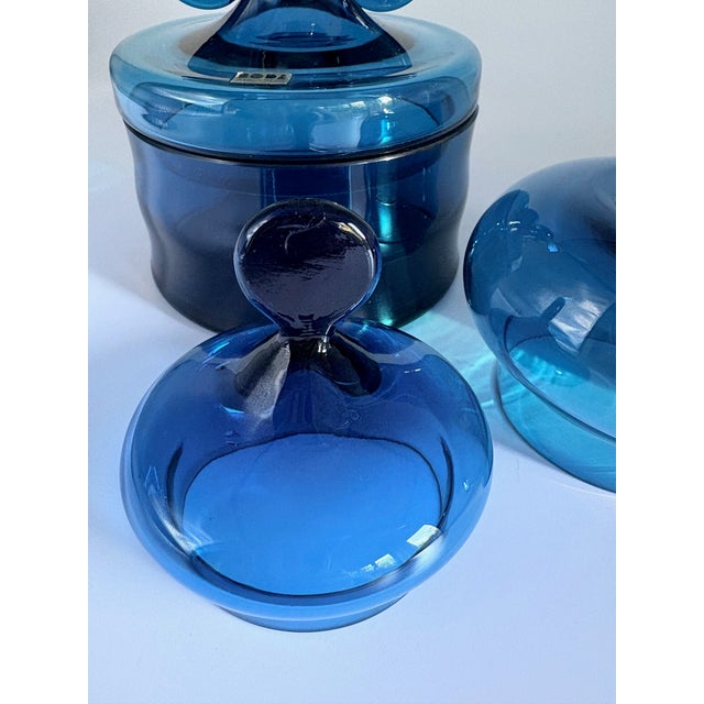 Blue Vintage Blue Glass Lidded Jars by Bertil Vallien for Boda, 1960s, Set of 2 For Sale - Image 8 of 18