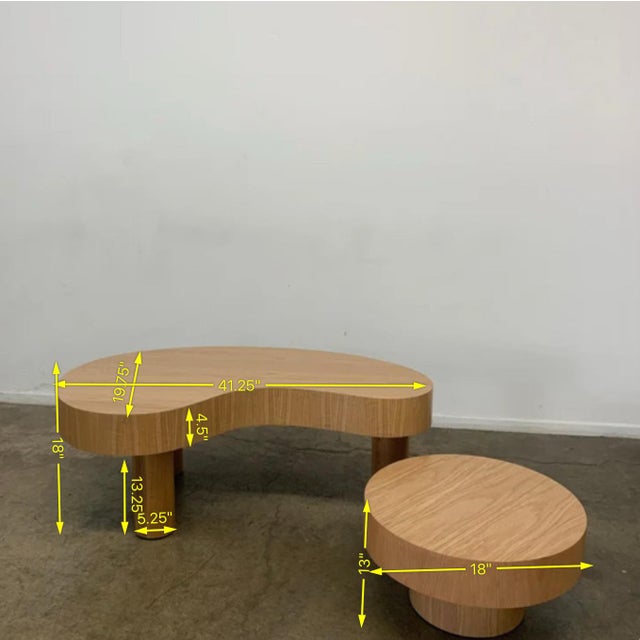 Brown Medium Version Kidney Two Tiered Coffee Table Set For Sale - Image 8 of 8