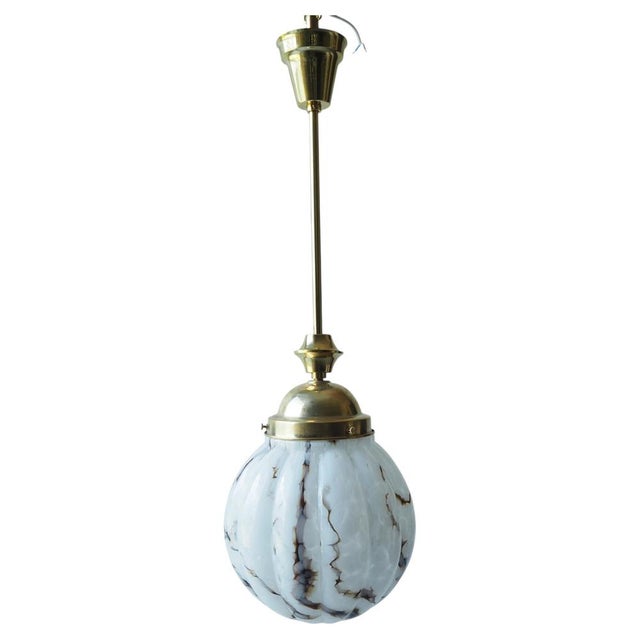 Czech Art Deco Pendant with Opaline Glass Shade, 1930s For Sale - Image 13 of 13