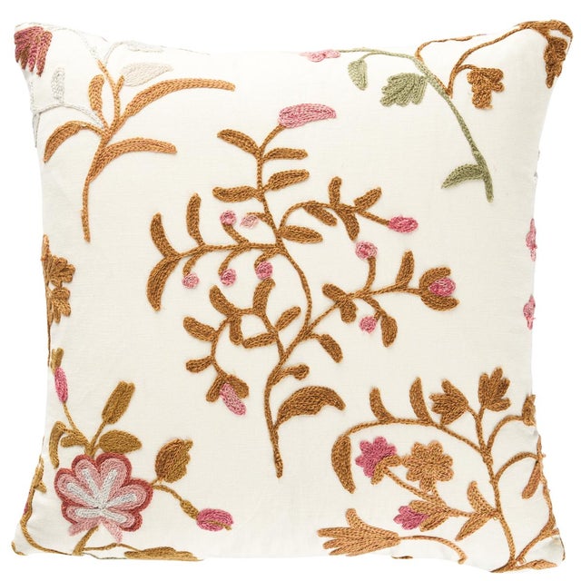 Contemporary Schumacher Raleigh Crewel Embroidery 14" Pillow B in Autumn For Sale - Image 3 of 3