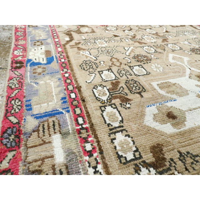 Mid 20th Century Galerie Shabab Collection Mid-Century Persian Folk Rug With Cerulean Blue, Grey, Pink, and White Tones For Sale - Image 5 of 10