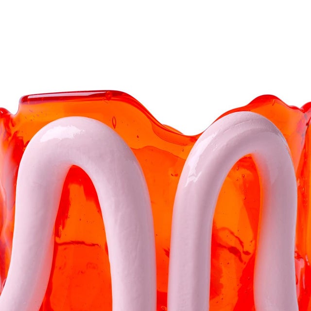 Contemporary Clear Orange and Pastel Pink Indian Summer Vase by Gaetano Pesce for Fish Design For Sale - Image 3 of 7