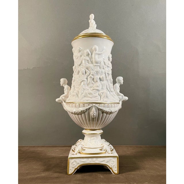 Gold Italian Ceramic Vase from Capodimonte For Sale - Image 8 of 9