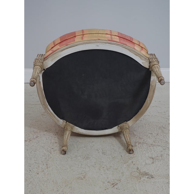 Pair Baker French Louis XVI Upholstered Bergere Chairs For Sale - Image 17 of 18