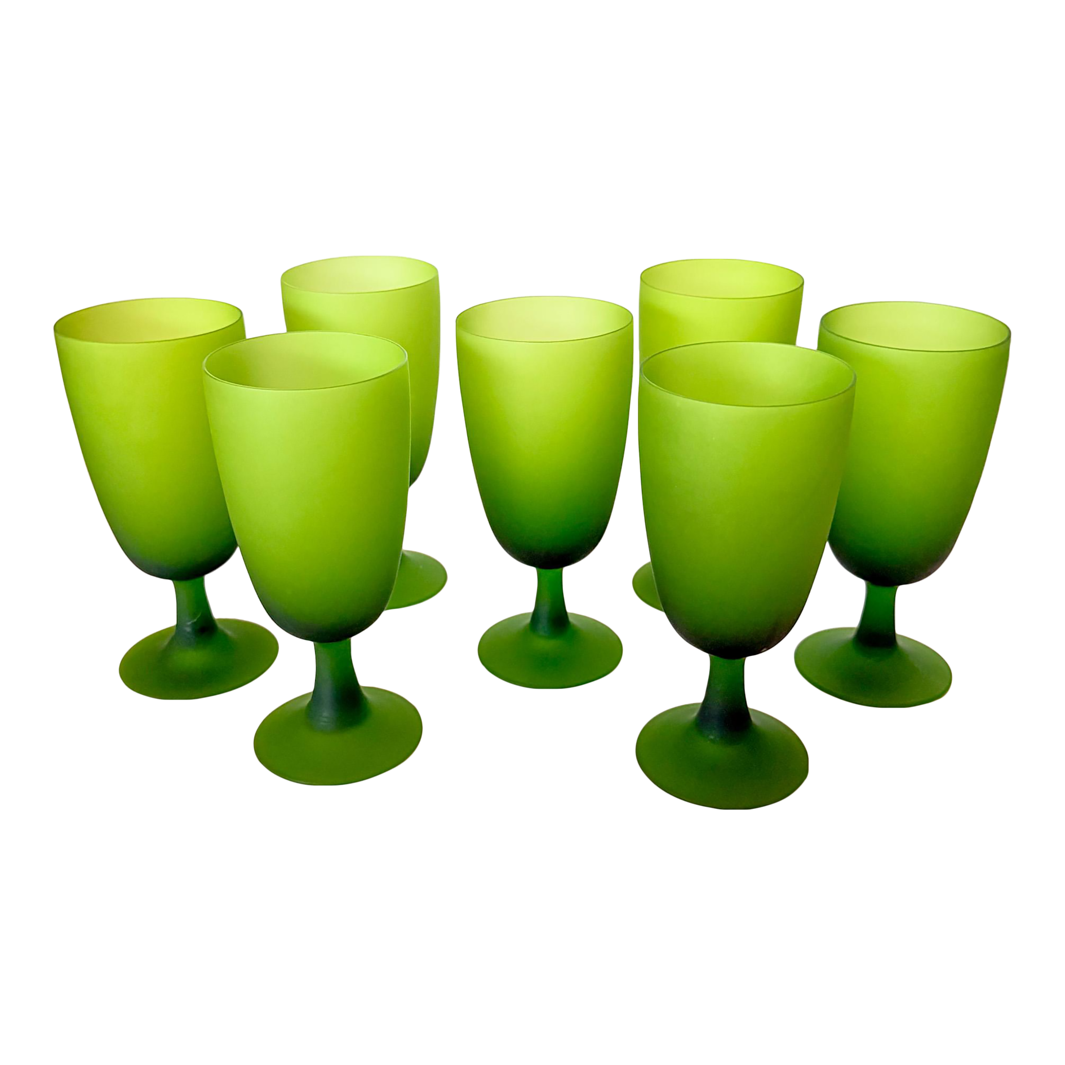 1960s Carlo Moretti Italy Satinato Frosted Green Wine Water